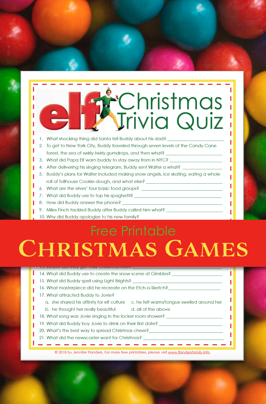 Elf Trivia Christmas Quiz Free Printable Flanders Family Homelife