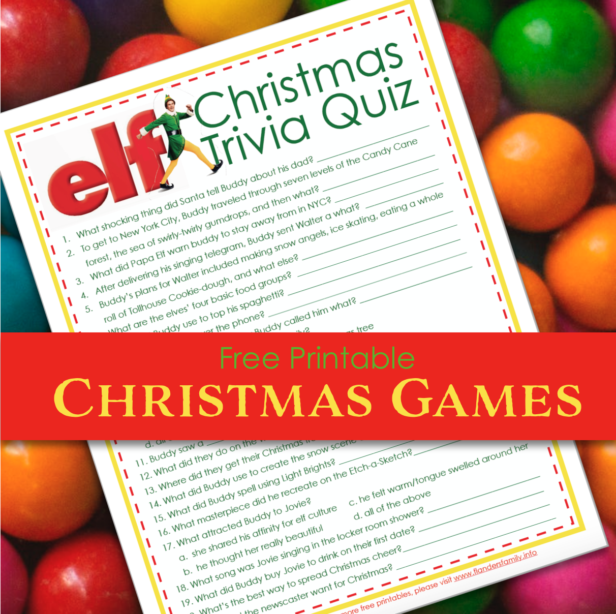 Elf Trivia Christmas Quiz Free Printable Flanders Family Homelife