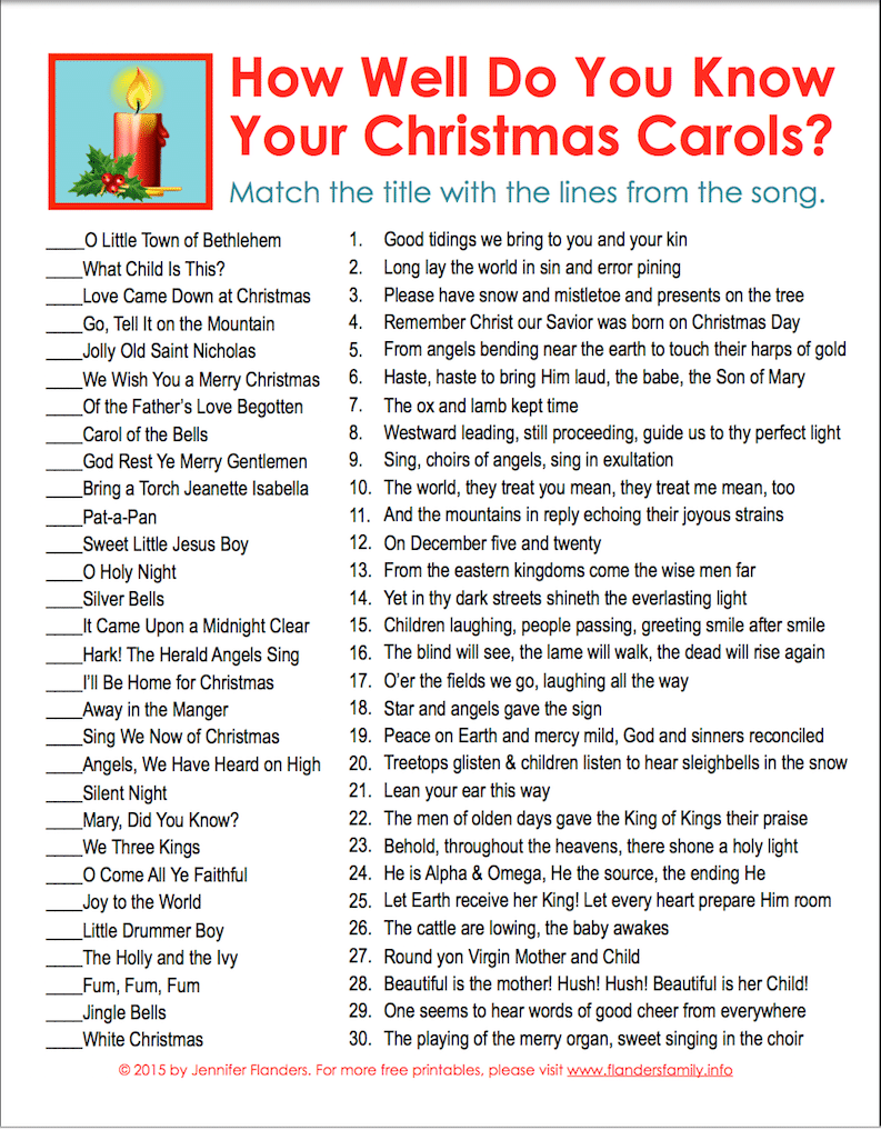 How Nicely Do On your own Comprehend Your Xmas Carols? - Flanders photograph regarding Printable Christmas Trivia Games titled How Effectively Do On your own Realize Your Xmas Carols? - Flanders