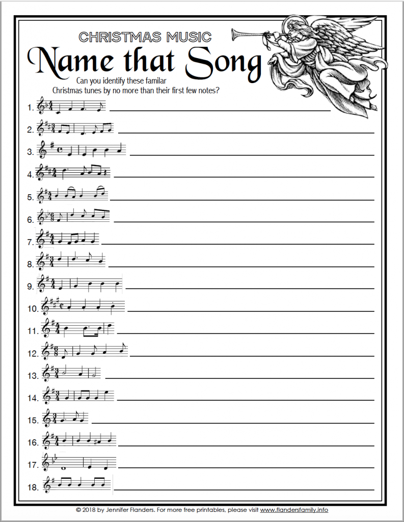 Name that Song - Fill in the Blank - Free Printable Christmas Game