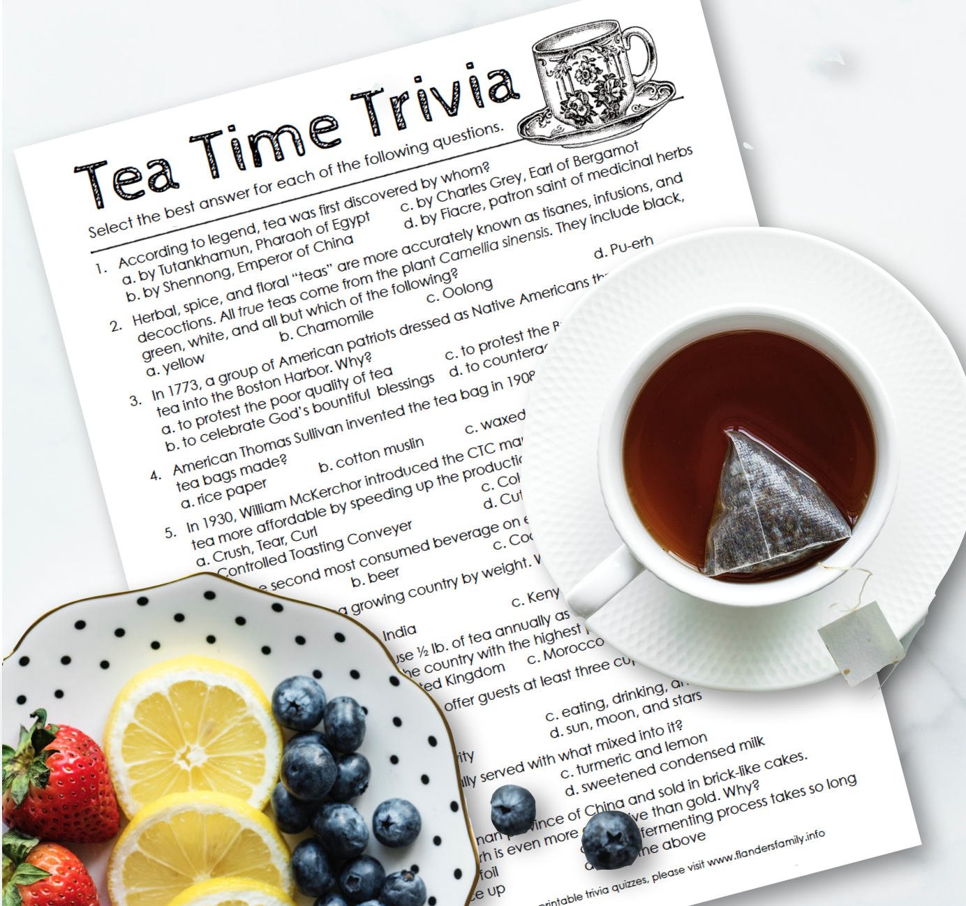 Books and Tea: Free Printable Tea Time Trivia Quiz