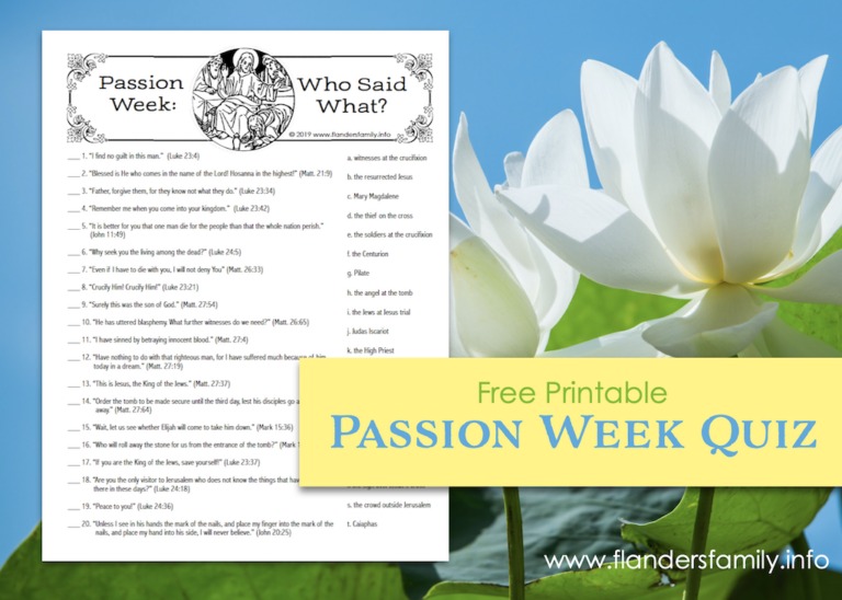 Passion Week Quiz (Free Printable) - Flanders Family Home Life
