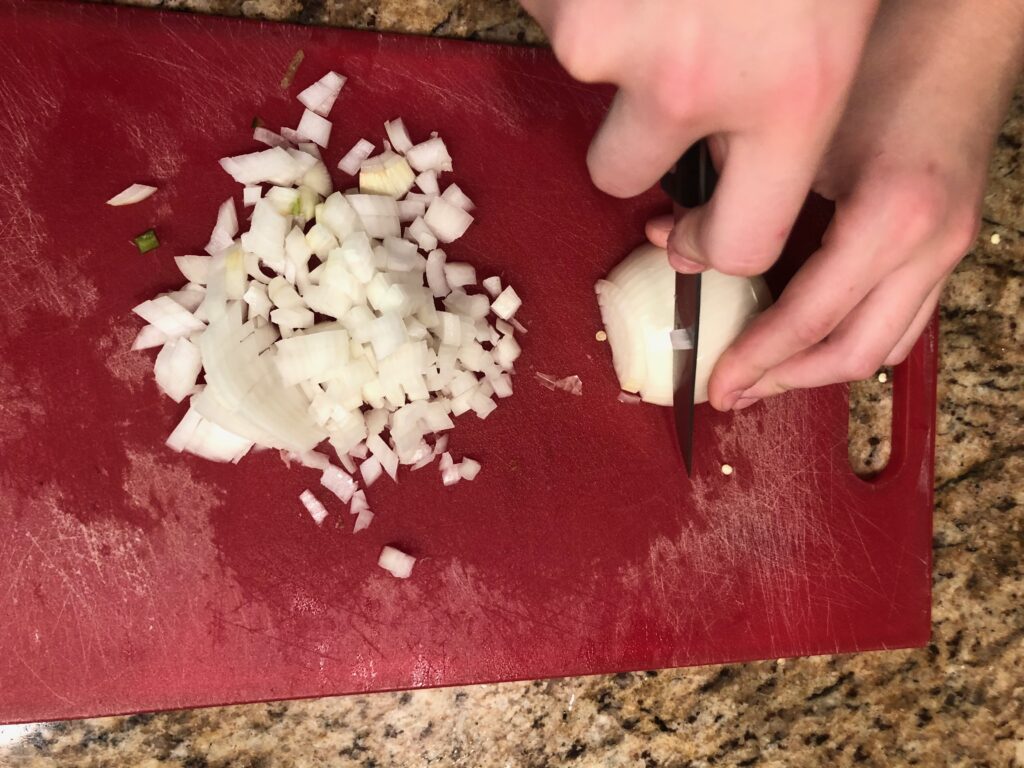dicing onions