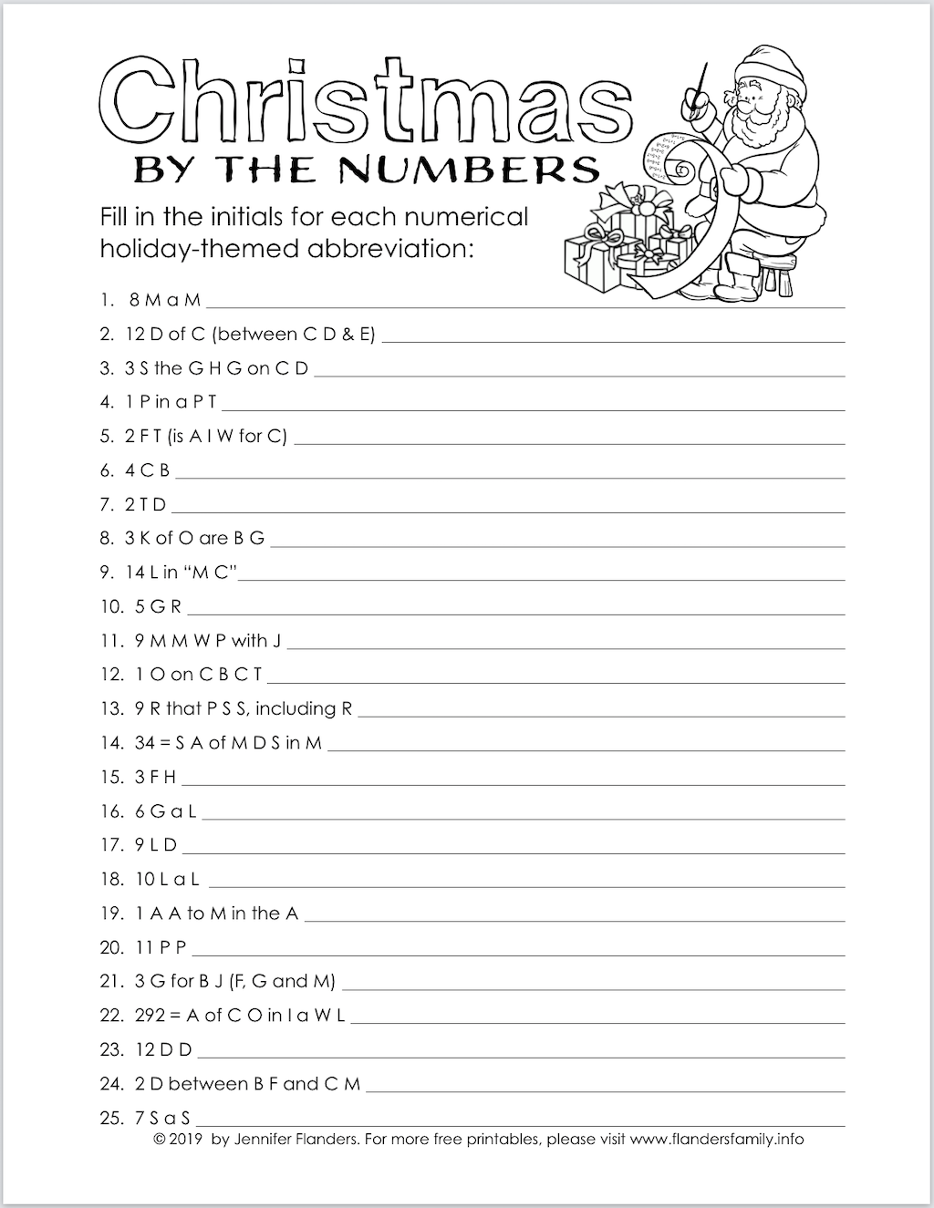 Christmas By The Numbers Quiz Flanders Family Homelife