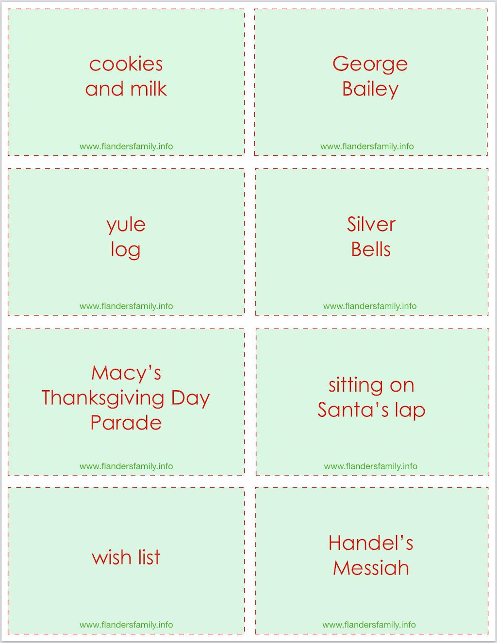 Christmas Charades Words Printables