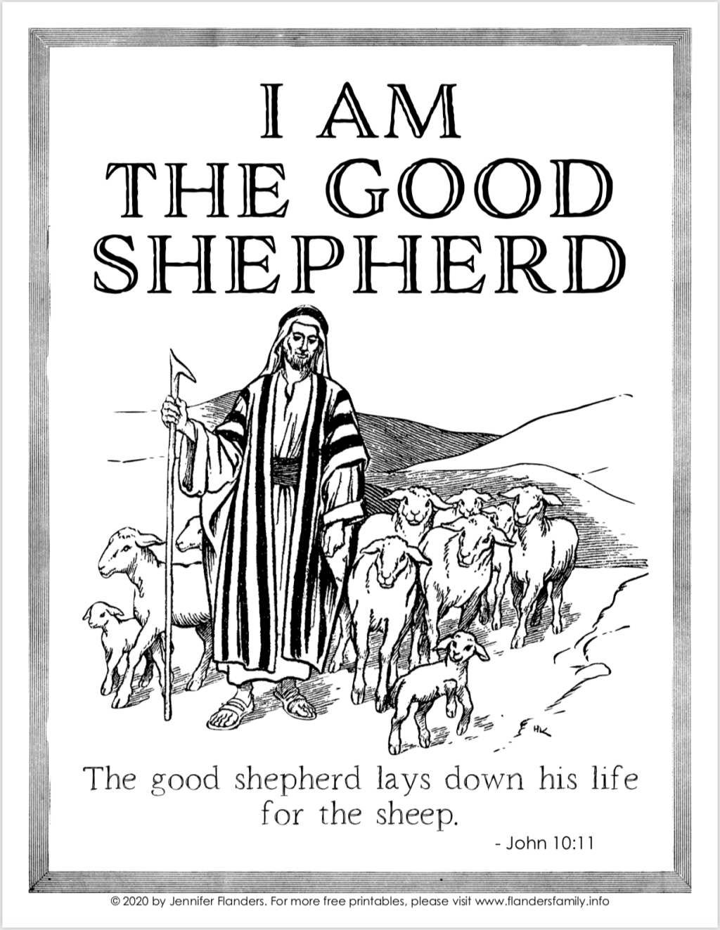 I Am the Good Shepherd Coloring Page