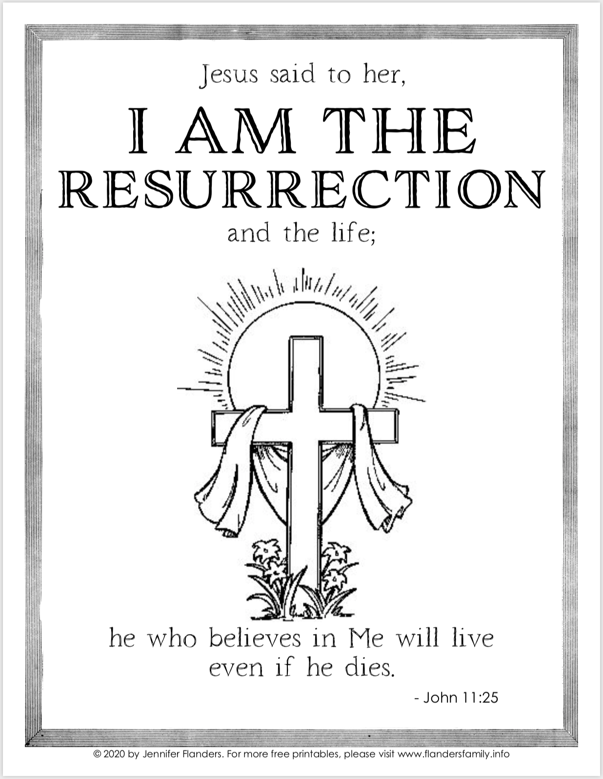 I Am the Resurrection Coloring Page
