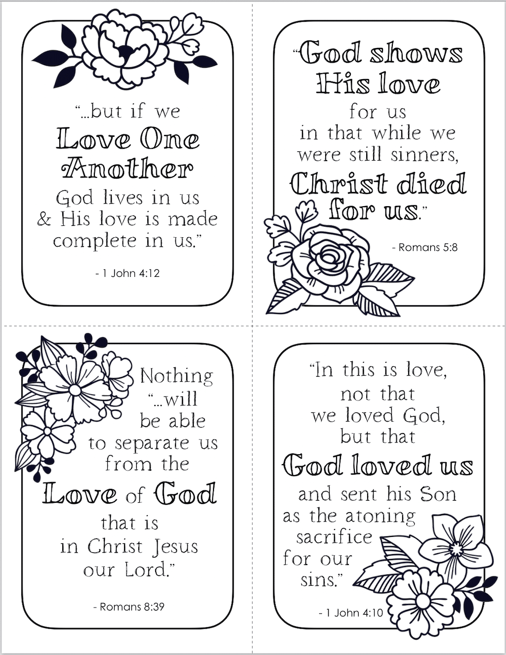 Free Printable Steadfast Love Valentines to Color