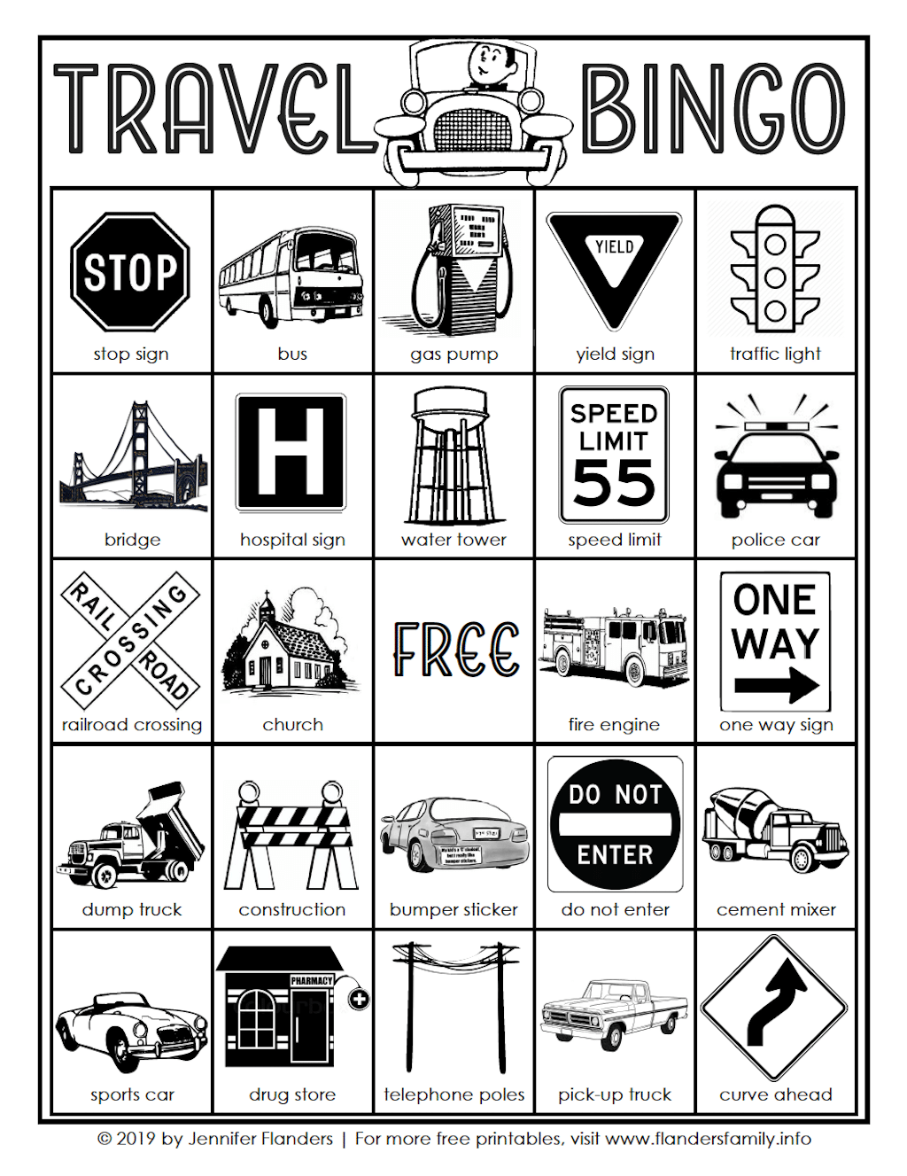 Free Printable Travel Bingo Cards