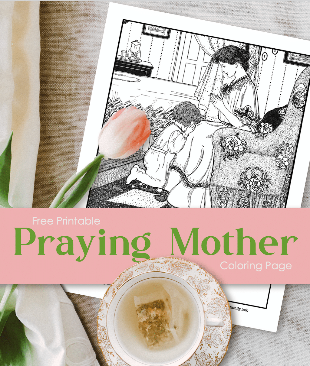 Praying Mother Coloring Page