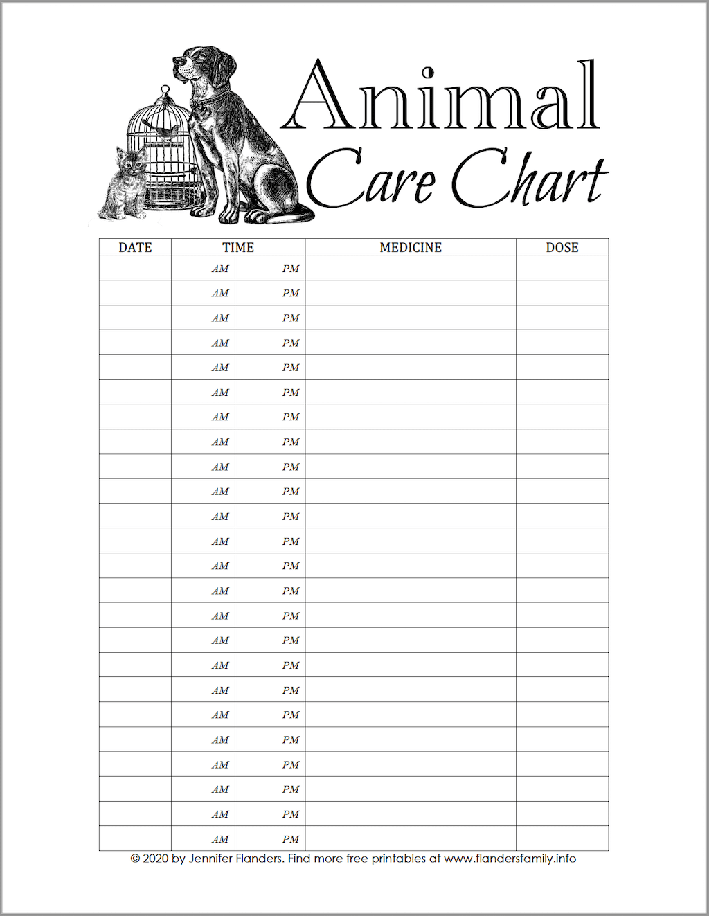 Animal Care Chart Free Printable Flanders Family Home Life animal-care-chart-free-printable-flanders-family-home-life