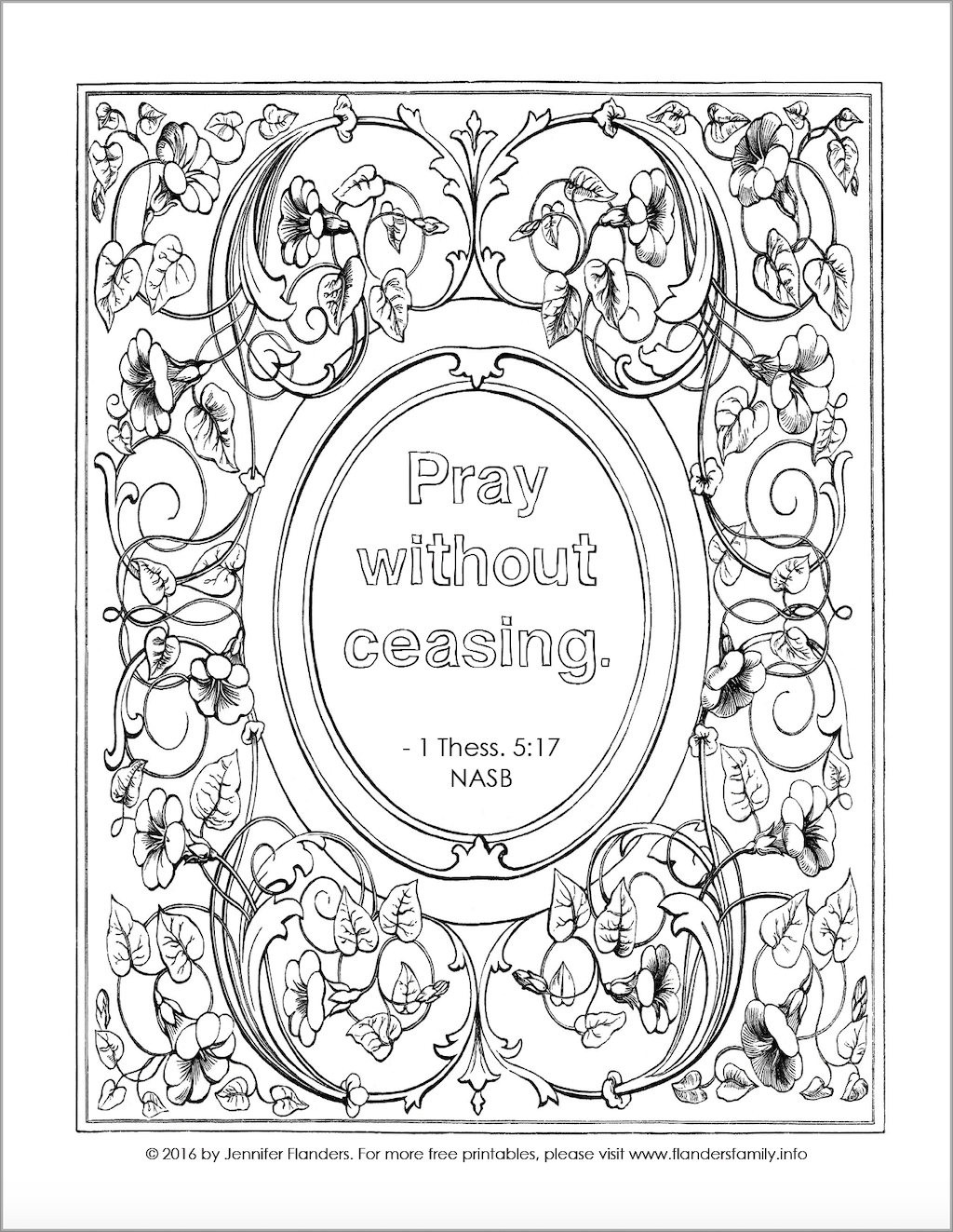 Pray without Ceasing Coloring Page - Flanders Family Homelife
