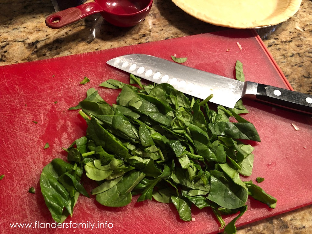 chopping spinach