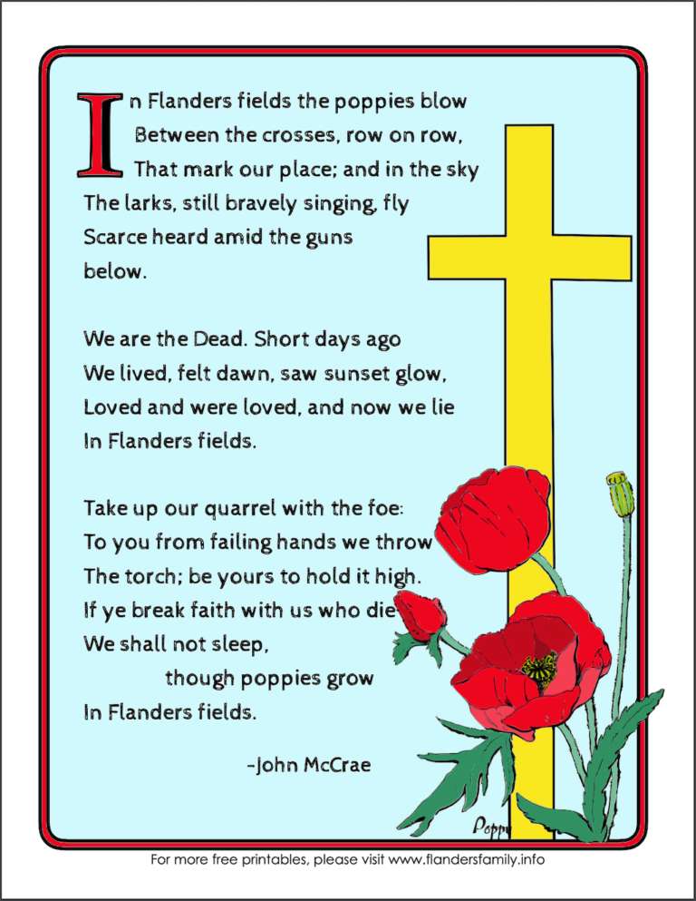 In Flanders Fields (Free Printable Poem) Flanders Family Homelife