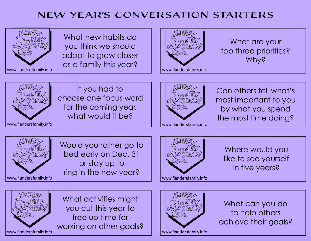 Free Printable New Years Conversation Starters