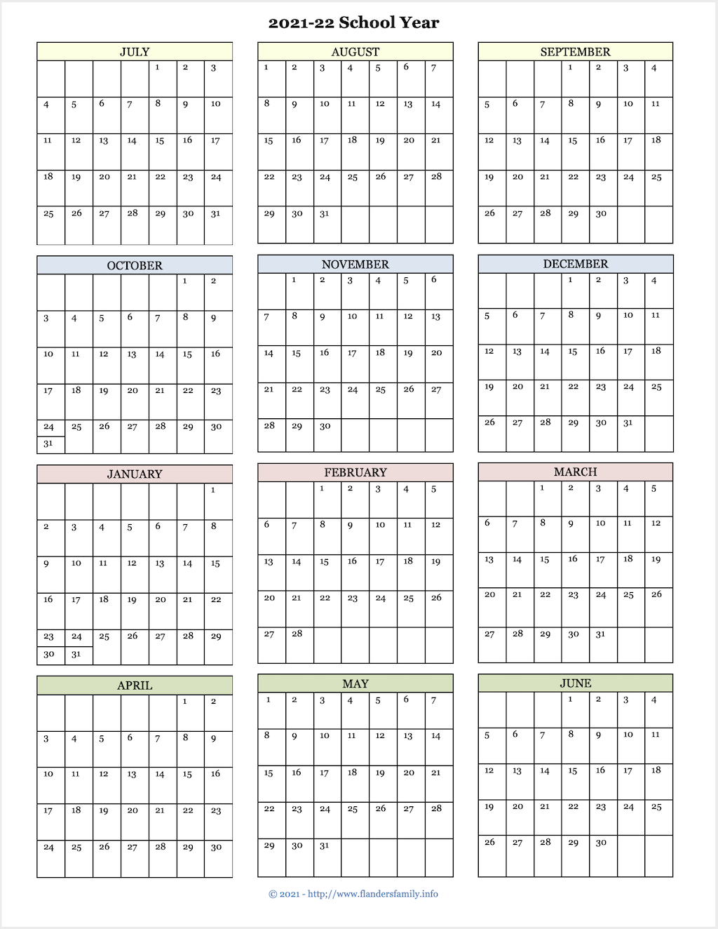 2021-22 Academic Calendar 