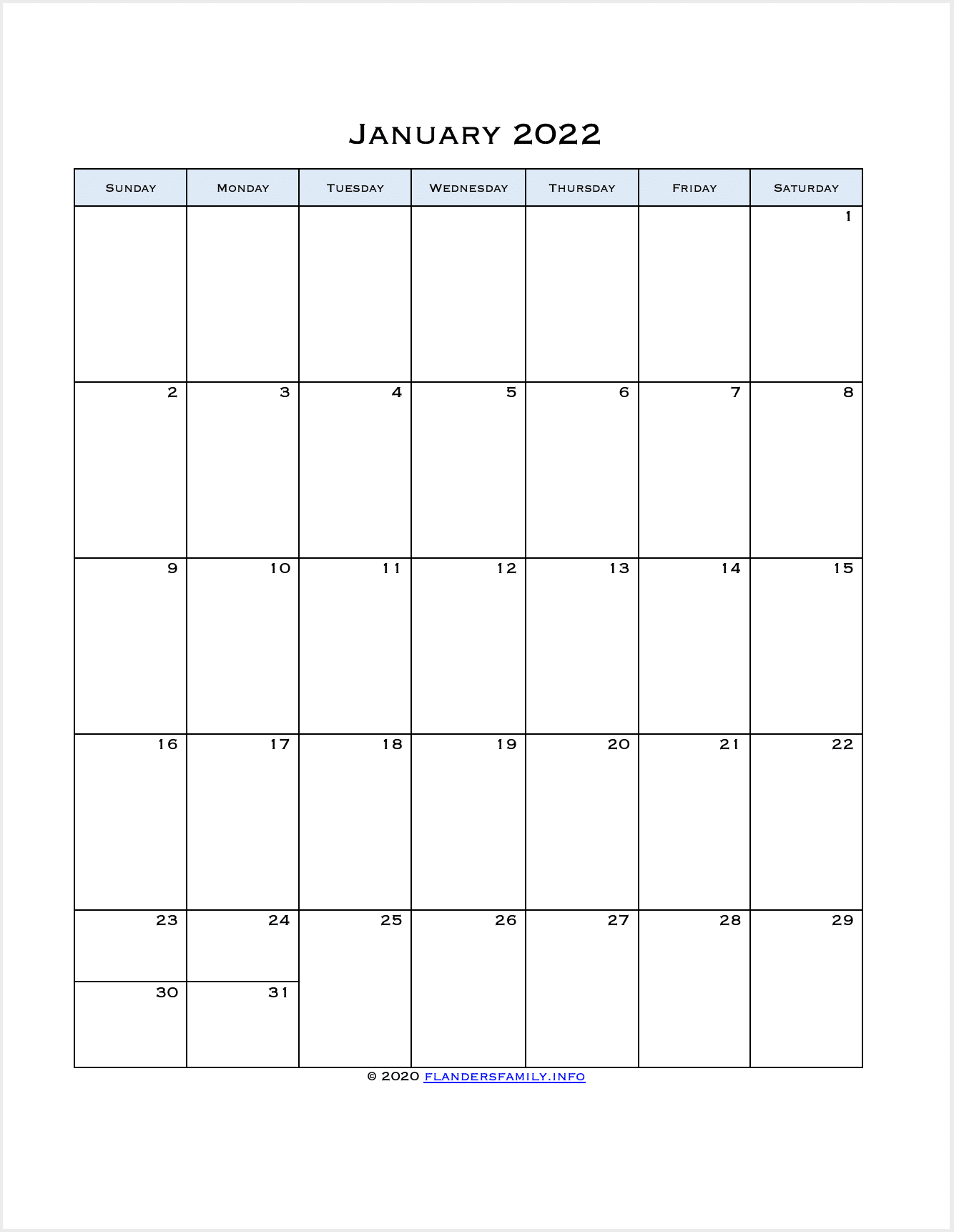 2022 Calendar Pages