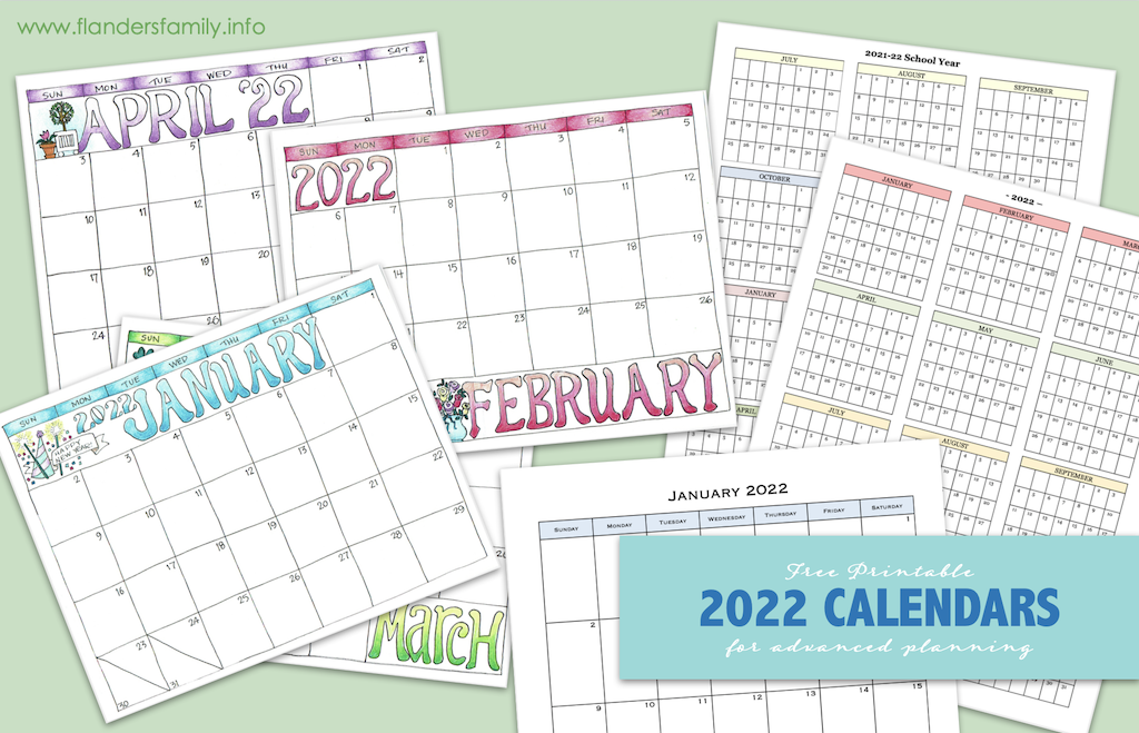 2022 Calendars Free Printables Flanders Family Homelife