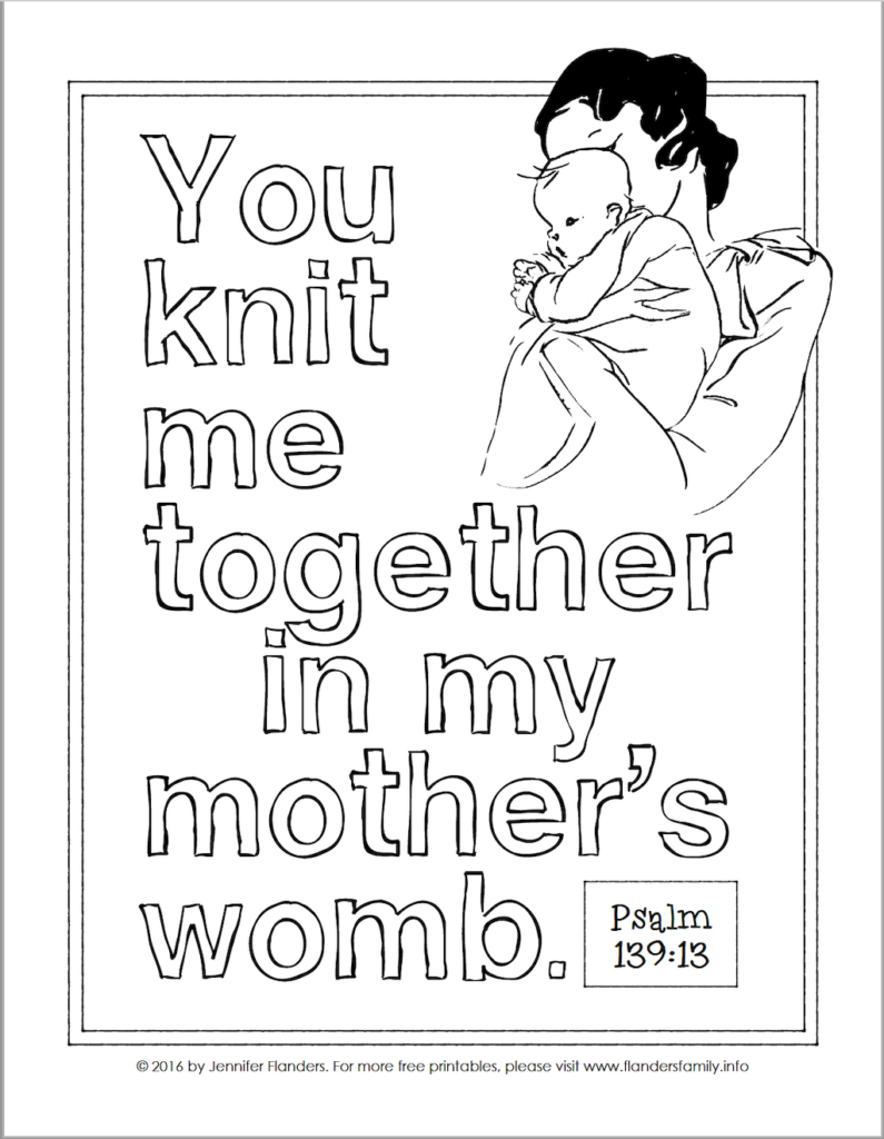 You Knit Me Together Coloring Page