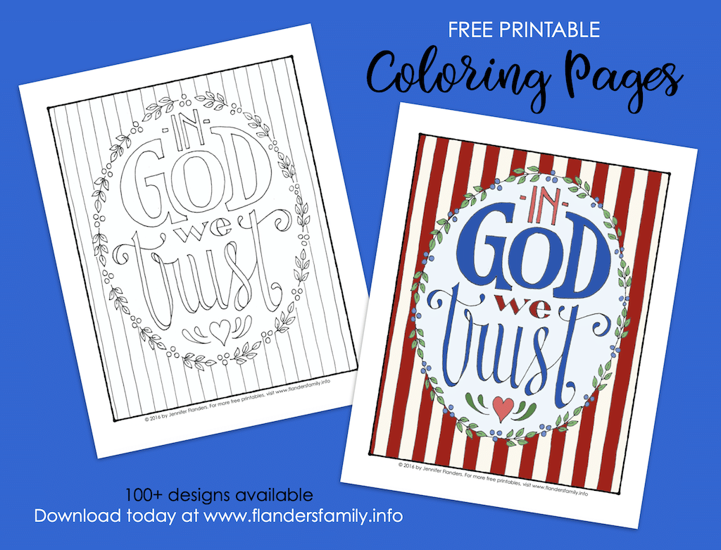 In God We Trust Coloring Page - Flanders Family Homelife