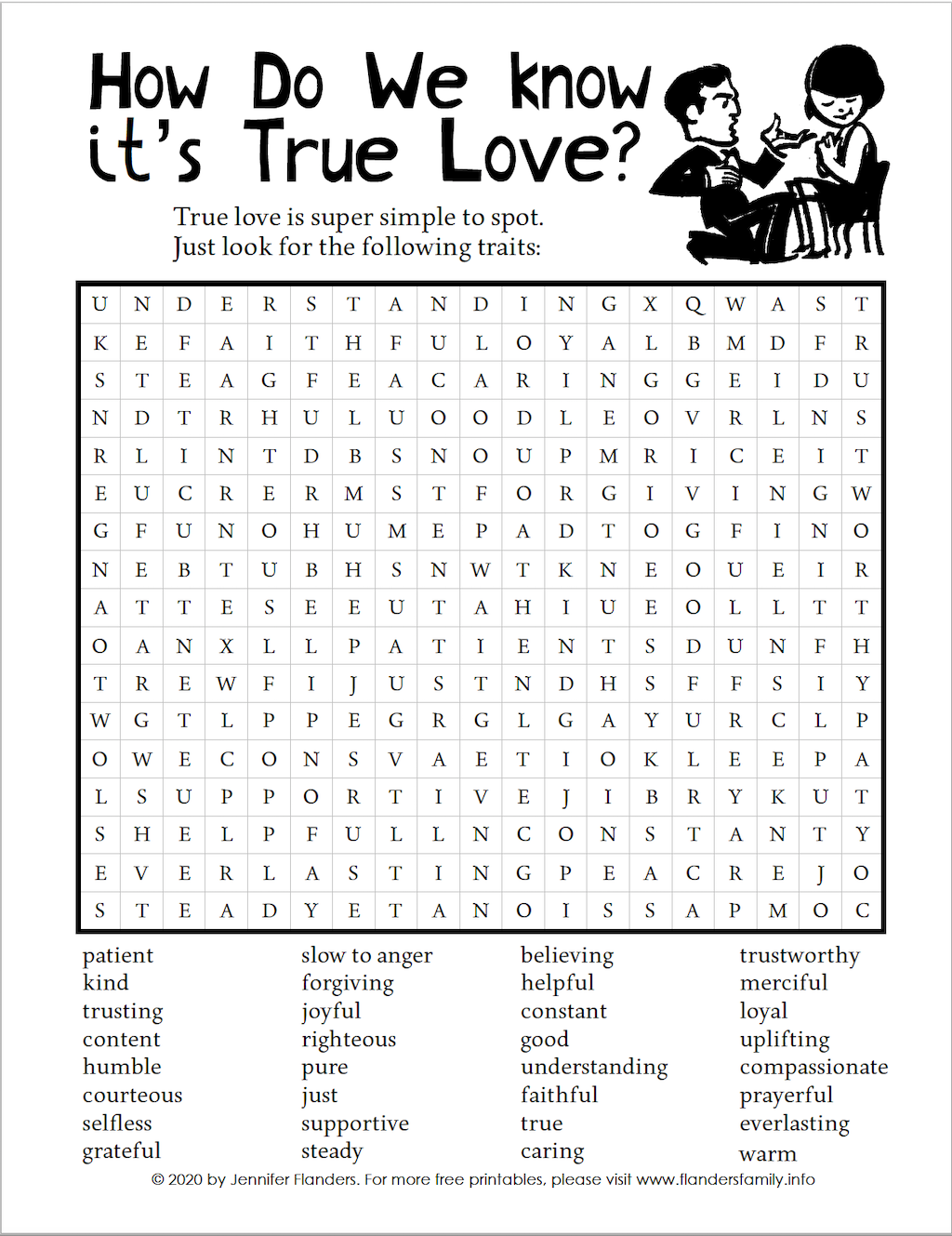 True Love Word Find Printable