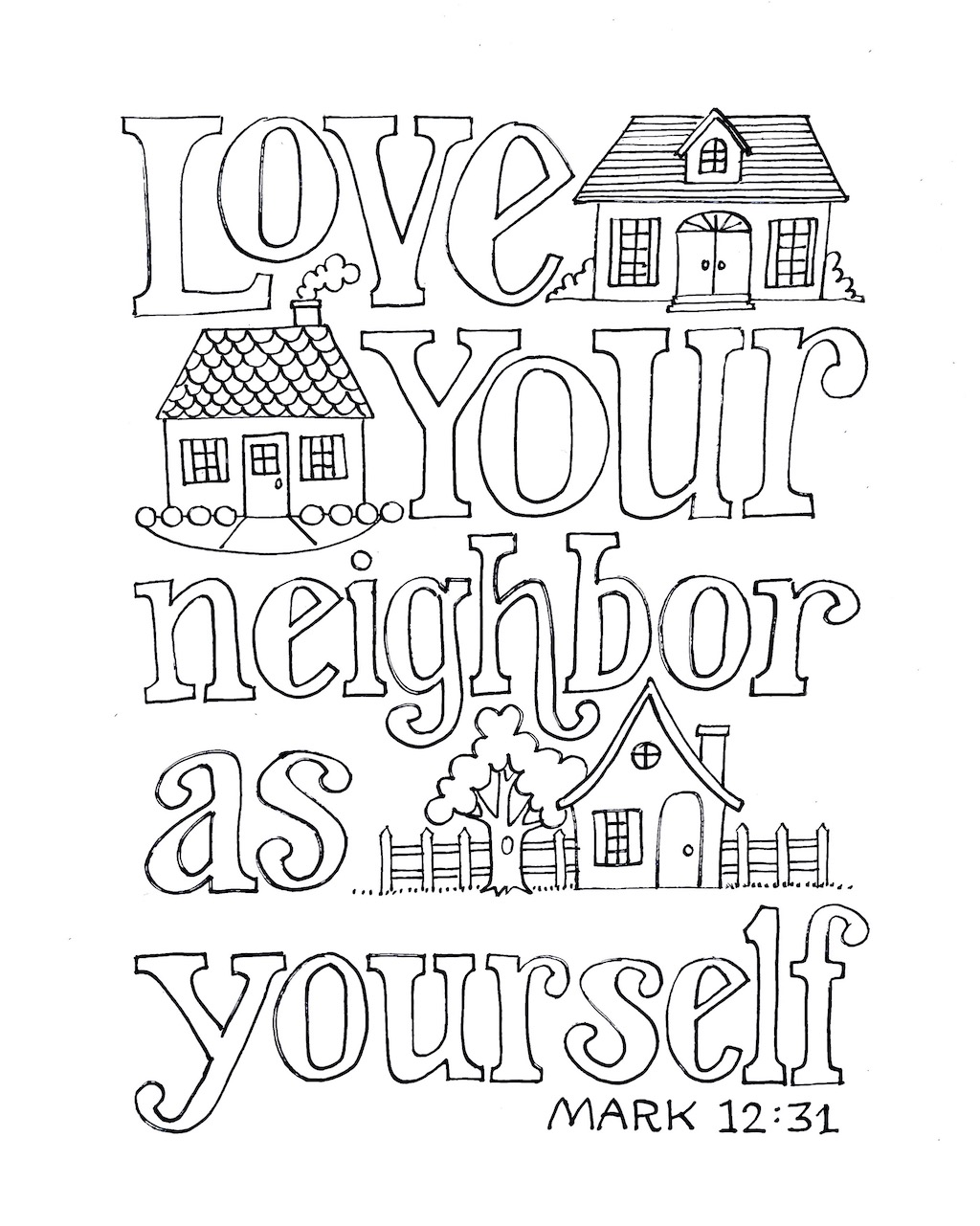 Love Your Neighbor Coloring Page - Flanders Family Homelife