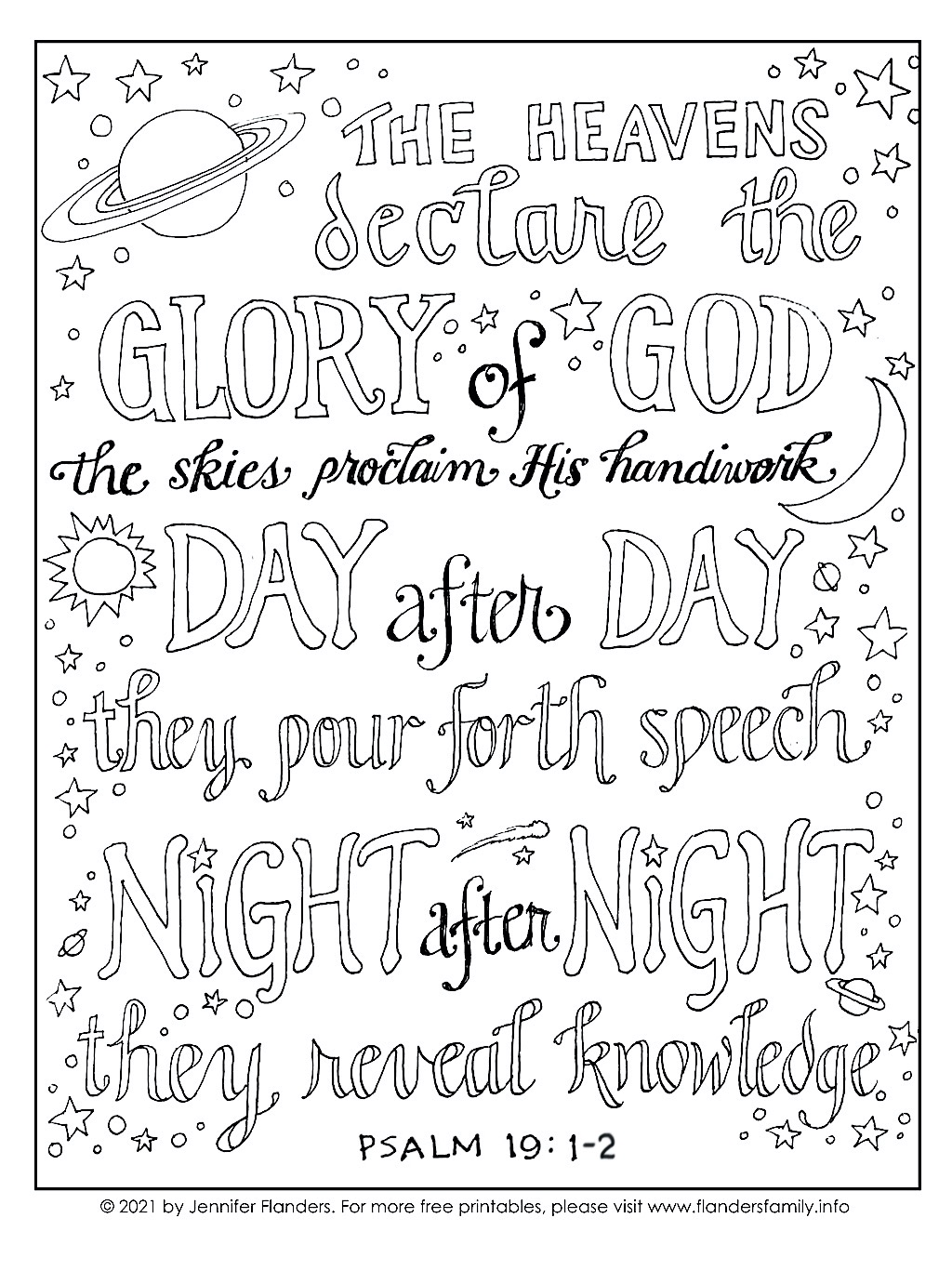 the heavens declare god s glory coloring page flanders family homelife