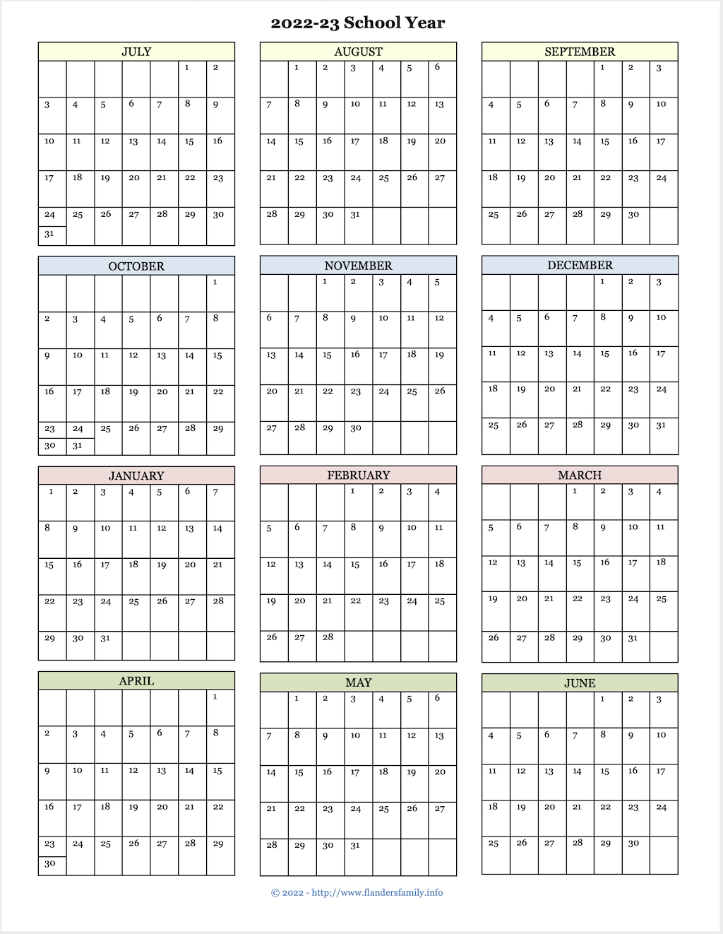 2023 calendars for advanced planning flanders family homelife