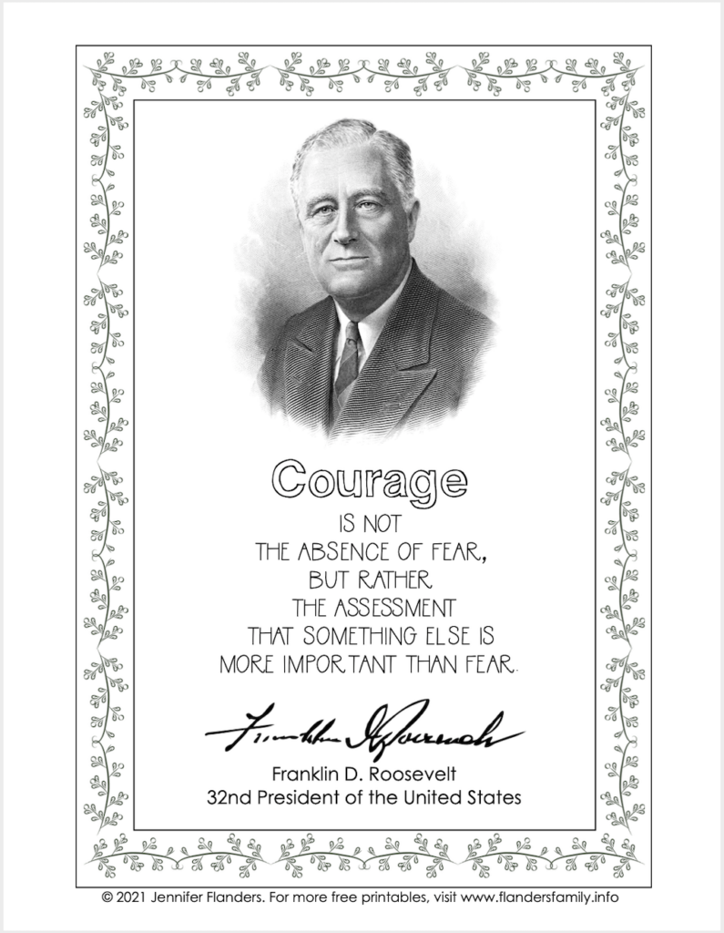 FDR Quote Coloring Page - Flanders Family Homelife