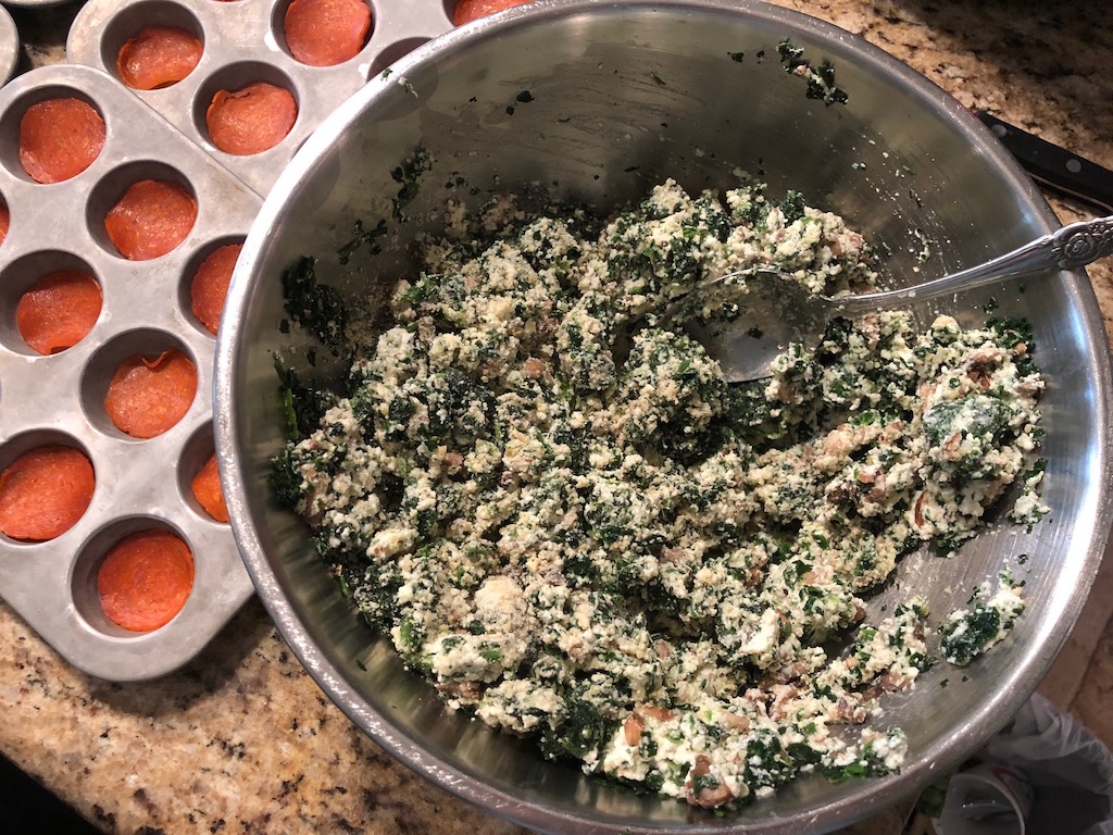 Bite Sized Spinach Frittata Filling