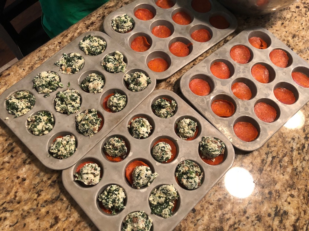 Assembling Bite Sized Spinach Frittatas