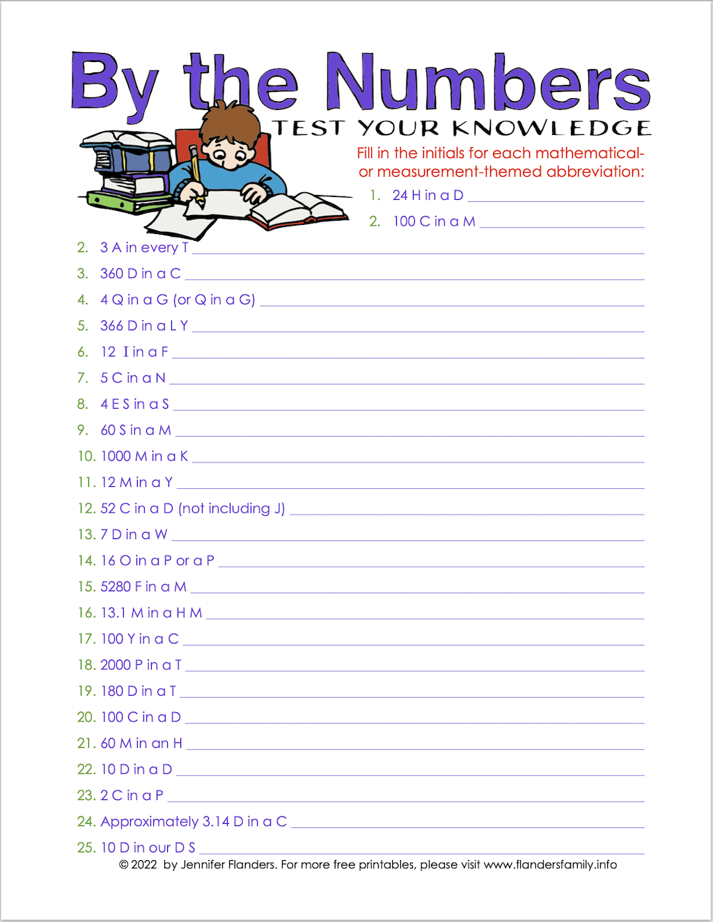 By the Numbers Game (Free Printable) - Flanders Family Homelife