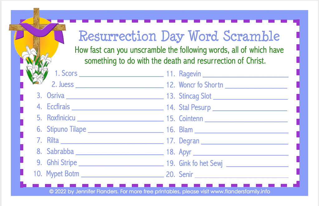 Resurrection Day Word Scramble 