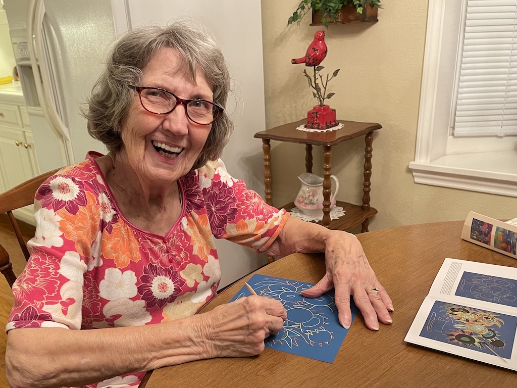 Nana tries her hand at etching