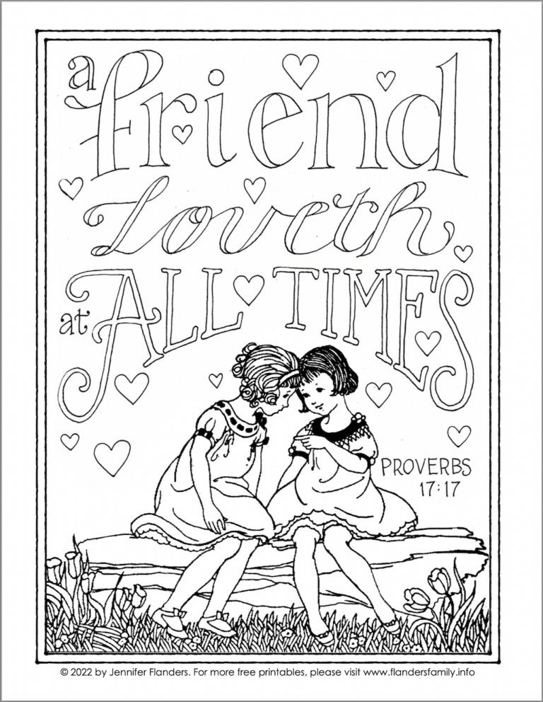 A Friend Loveth at All Times Coloring Page - Flanders Family Home Life