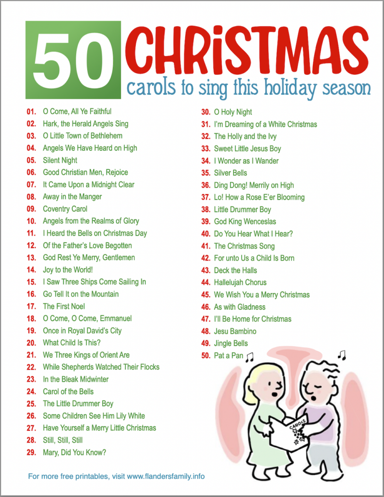 50 Christmas Carols to Sing this Season Flanders Family Home Life